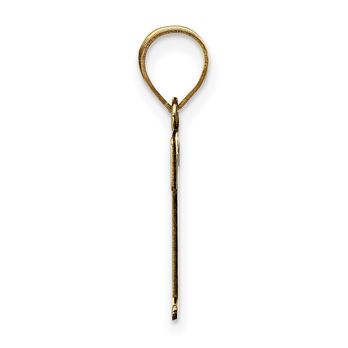 14k Yellow Gold Initial T Pendant, Polished and Textured Letter Charm for Women or Unisex Wear