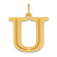 Polished Etched Letter U Initial Charm Pendant in Real 14k Yellow Gold