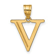14k Yellow Gold Pendant, Polished Capital Letter V Charm, Modern Initial Design