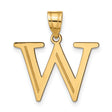 14k Yellow Gold W Initial Pendant, Polished Block Letter Charm for Women or Unisex Wear