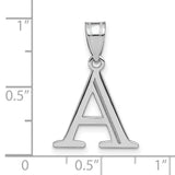 14k White Gold Initial A Pendant, Polished Cutout Charm in Classic Serif Font