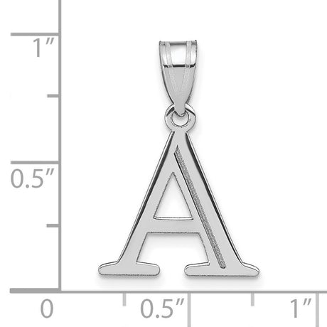 14k White Gold Initial A Pendant, Polished Cutout Charm in Classic Serif Font