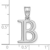 14k White Gold Initial Pendant Letter B, Polished Block Charm for Women or Unisex Wear