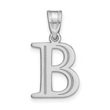 14k White Gold Initial Pendant Letter B, Polished Block Charm for Women or Unisex Wear