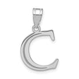 14k White Gold Letter C Pendant with Polished Finish, Modern Alphabet Charm for Women
