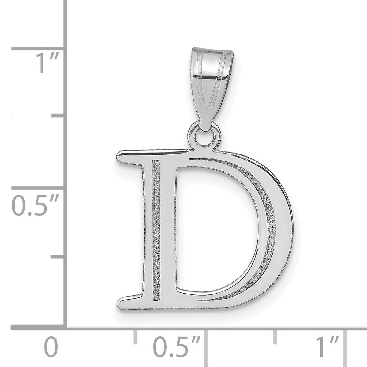 14k White Gold Letter D Pendant, Polished Block Initial Charm, Minimalist Monogram Jewelry
