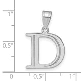 14k White Gold Letter D Pendant, Polished Block Initial Charm, Minimalist Monogram Jewelry