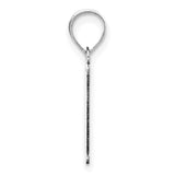 14k White Gold Initial E Pendant, Polished Serif Letter Monogram Charm for Women or Men