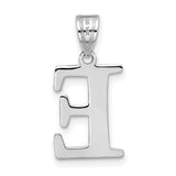 14k White Gold Initial E Pendant, Polished Serif Letter Monogram Charm for Women or Men