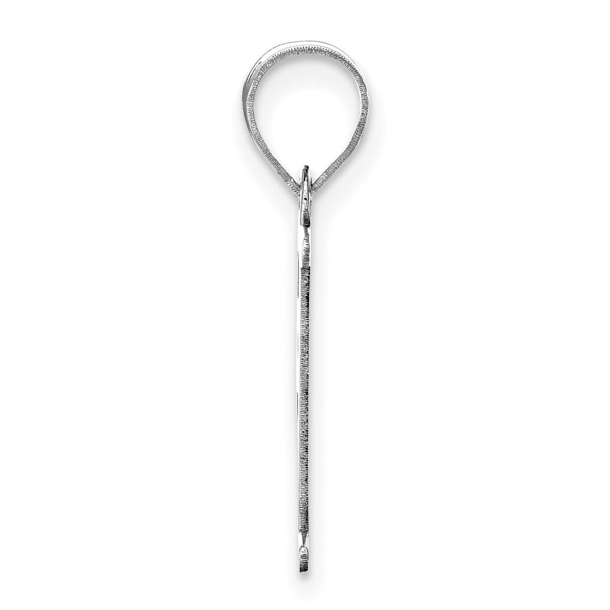 14k White Gold Initial Pendant, Polished Block Letter F Charm for Women or Unisex