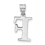 14k White Gold Initial Pendant, Polished Block Letter F Charm for Women or Unisex