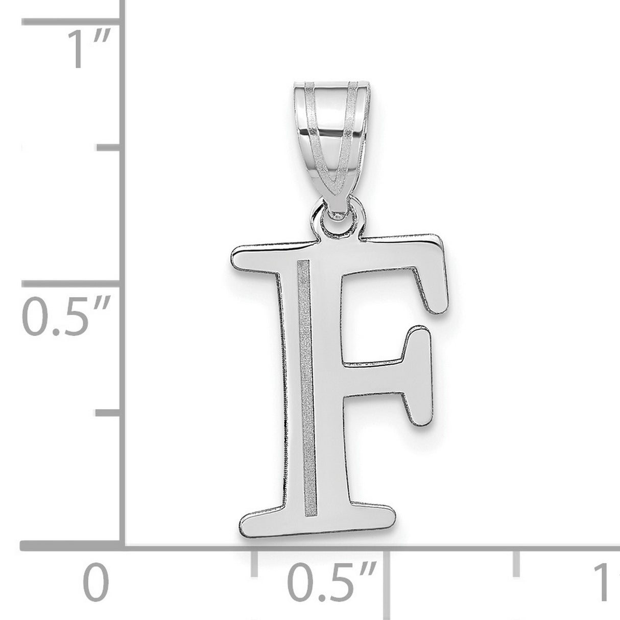 14k White Gold Initial Pendant, Polished Block Letter F Charm for Women or Unisex