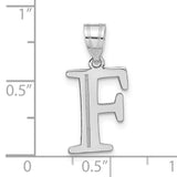 14k White Gold Initial Pendant, Polished Block Letter F Charm for Women or Unisex
