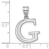 14k White Gold Letter G Pendant, Polished Alphabet Charm, Minimalist Unisex Jewelry