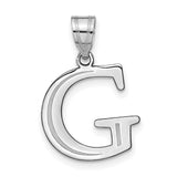 14k White Gold Letter G Pendant, Polished Alphabet Charm, Minimalist Unisex Jewelry