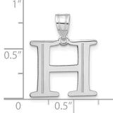 14k White Gold H Initial Pendant, Polished Satin Finish Letter Charm for Women, Minimalist Monogram Jewelry