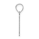 14k White Gold Initial I Pendant, Polished Letter Charm with Textured Stripe