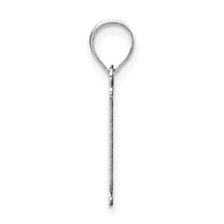 14k White Gold Initial I Pendant, Polished Letter Charm with Textured Stripe