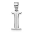 14k White Gold Initial I Pendant, Polished Letter Charm with Textured Stripe