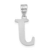 14k White Gold J Initial Pendant Charm with Polished Finish and Textured Detail