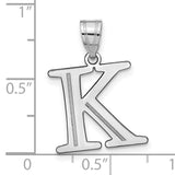 14k White Gold Initial Letter K Pendant, Bold Alphabet Charm for Women or Unisex Wear