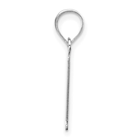 14k White Gold Letter L Pendant, Polished and Satin Finish Alphabet Charm for Women or Unisex Wear