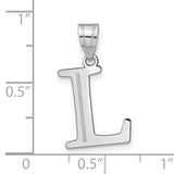 14k White Gold Letter L Pendant, Polished and Satin Finish Alphabet Charm for Women or Unisex Wear