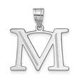 14k White Gold Initial M Pendant, Polished Block Letter Charm for Women