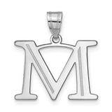 14k White Gold Initial M Pendant, Polished Block Letter Charm for Women