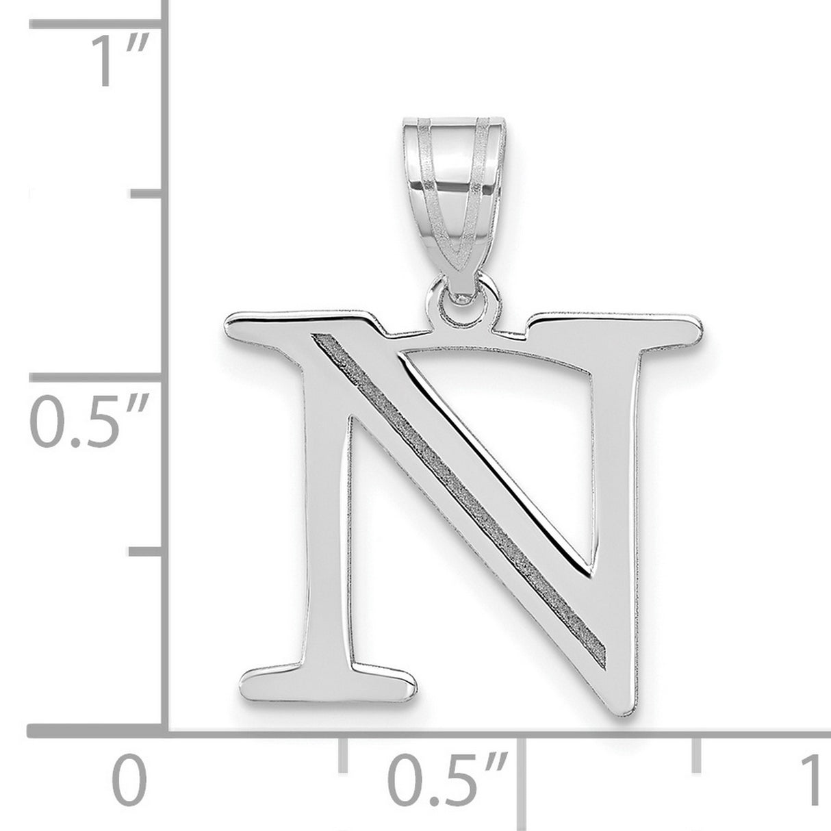 14k White Gold Initial N Pendant, Script Letter Charm, Unisex Monogram Jewelry