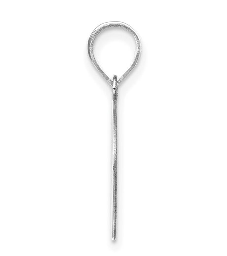 Polished Etched Letter O Initial Charm Pendant in Real 14k White Gold