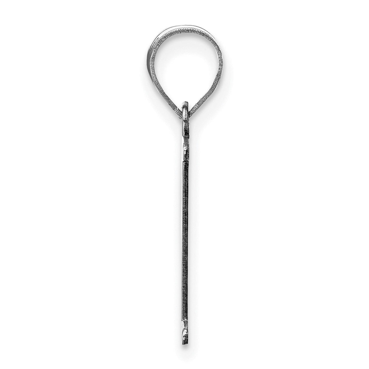 14k White Gold Letter P Pendant, Polished Serif Font Initial Charm for Women or Unisex Wear