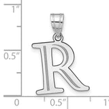 14k White Gold Capital R Pendant, Bold Letter Charm, Serif Block Initial Design