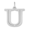 Polished Etched Letter U Initial Charm Pendant in Real 14k White Gold