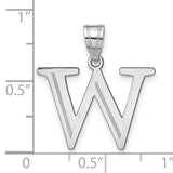 14k White Gold Initial Pendant, Polished Letter W Charm with Cutout Design, Unisex Jewelry