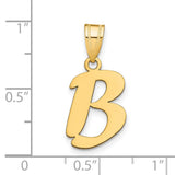14k Yellow Gold Initial Pendant, Script Letter B Charm, Monogram Jewelry for Women or Unisex Wear