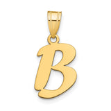 14k Yellow Gold Initial Pendant, Script Letter B Charm, Monogram Jewelry for Women or Unisex Wear