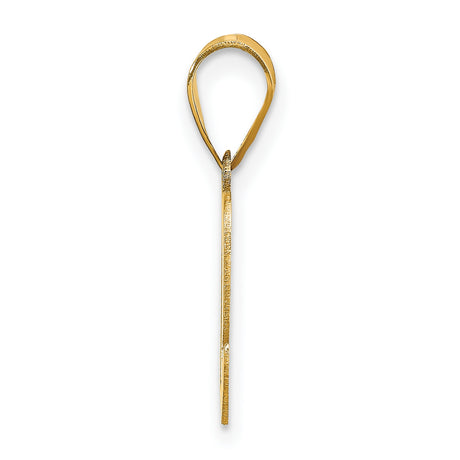 14k Yellow Gold Initial C Pendant, Script Letter Charm, Polished Alphabet Design for Women