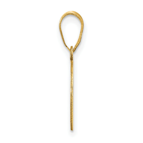 14k Yellow Gold Initial D Pendant, Polished Bold Script Letter Charm for Women or Unisex