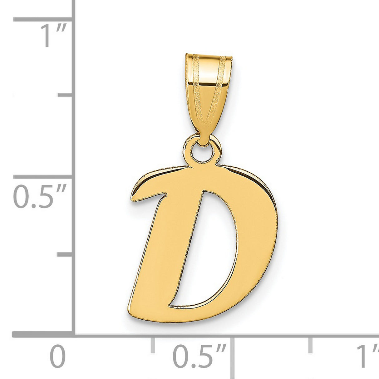 14k Yellow Gold Initial D Pendant, Polished Bold Script Letter Charm for Women or Unisex