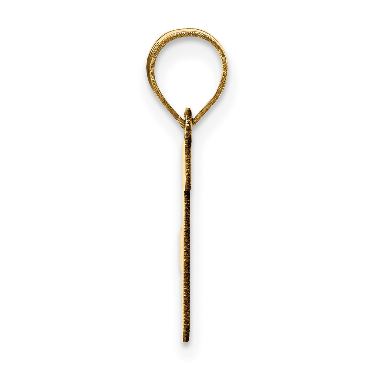 14k Yellow Gold Script Letter F Pendant Charm, Polished Finish, Dainty Monogram Jewelry