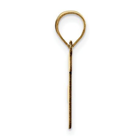 14k Yellow Gold Script Letter F Pendant Charm, Polished Finish, Dainty Monogram Jewelry