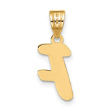 14k Yellow Gold Script Letter F Pendant Charm, Polished Finish, Dainty Monogram Jewelry
