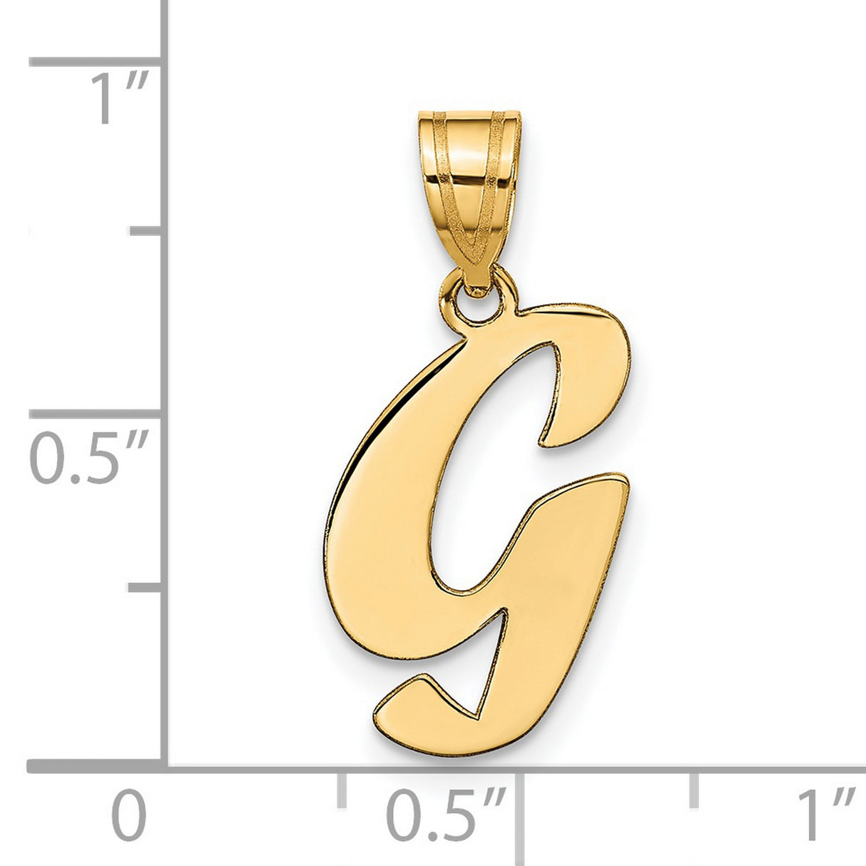 14k Yellow Gold Script Letter G Pendant, Polished Initial Charm, Dainty Monogram Jewelry