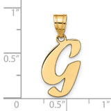 14k Yellow Gold Script Letter G Pendant, Polished Initial Charm, Dainty Monogram Jewelry