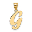 14k Yellow Gold Script Letter G Pendant, Polished Initial Charm, Dainty Monogram Jewelry