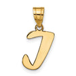 14k Yellow Gold Letter J Pendant, Script Initial Charm with Polished Finish for Women