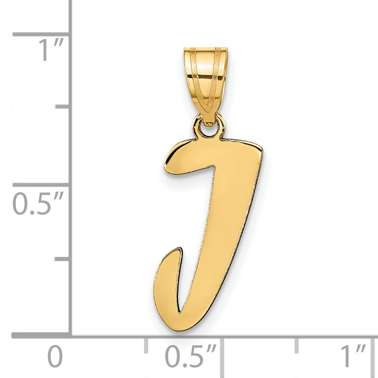 14k Yellow Gold Letter J Pendant, Script Monogram Charm for Women or Unisex Wear