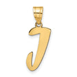 14k Yellow Gold Letter J Pendant, Script Monogram Charm for Women or Unisex Wear