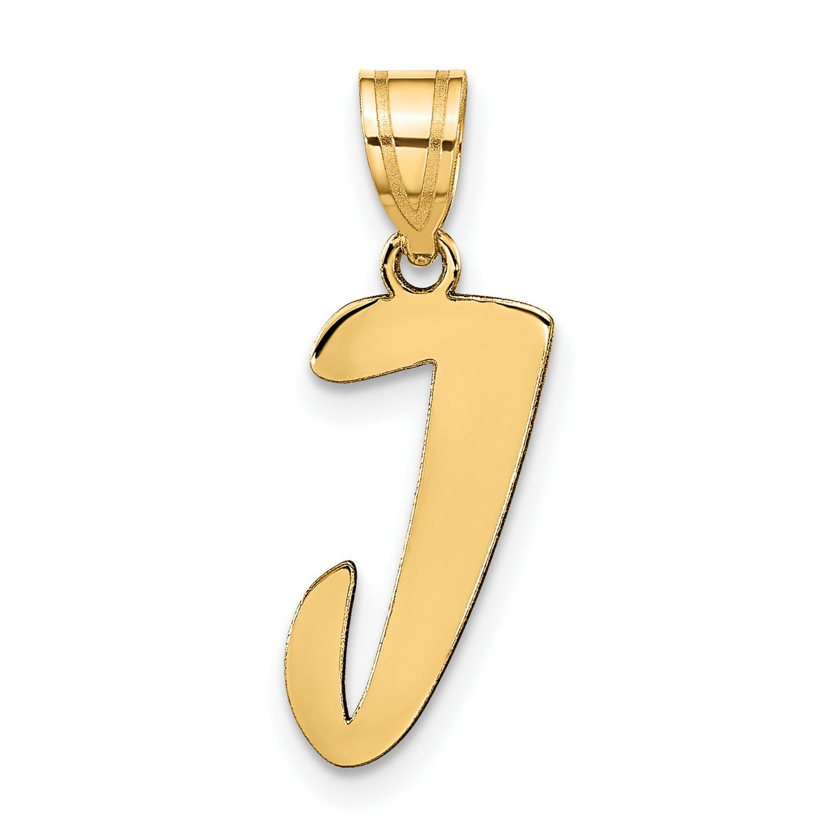 14k Yellow Gold Letter J Pendant, Script Monogram Charm for Women or Unisex Wear